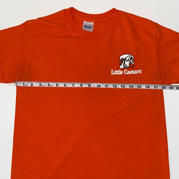 Little Caesars Pizza Genius Graphic Tee Shirt Gildan Orange Size Small - Picture 12 of 14